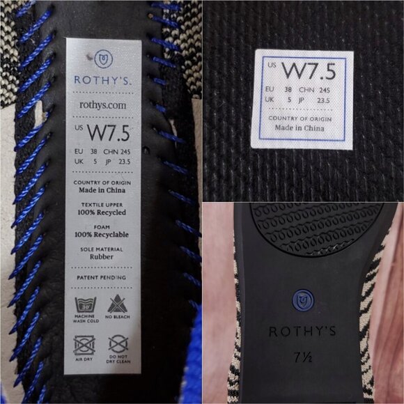 Rothys Womens Size 7.5 The Flat Zebra Animal Print Ballet Shoes Retired - Picture 13 of 13